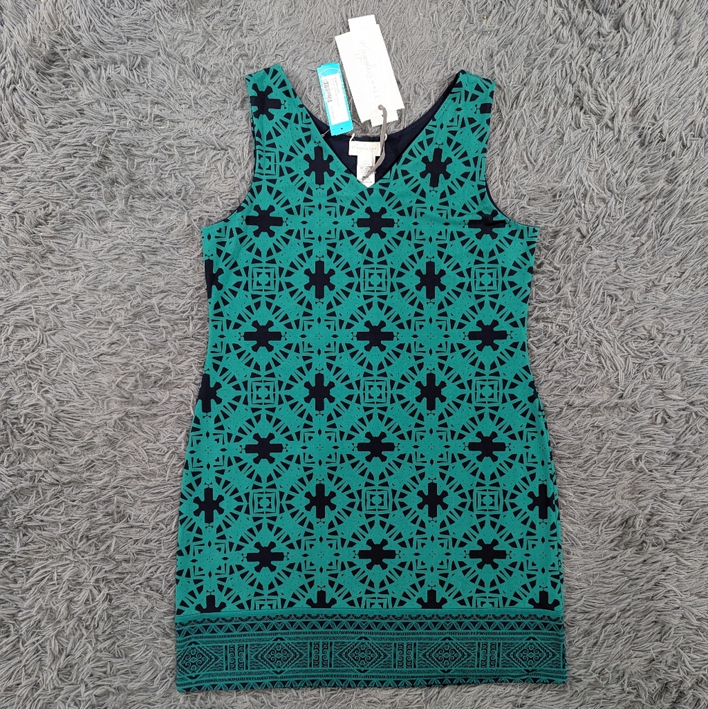Magnolia Grace Green Patterned Sleeveless Sheath  Dress Reversible